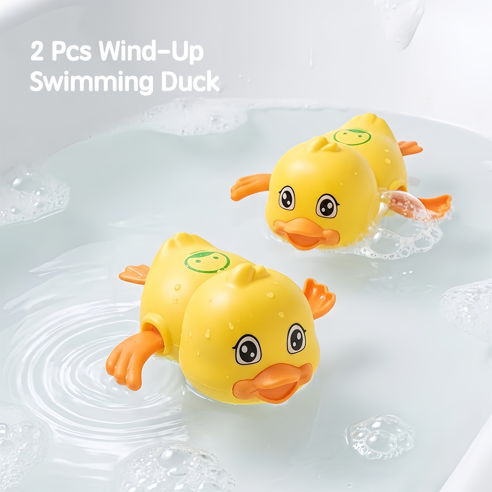 Image of 2pcs Swimming Duck Bath Toys, Bathtub Water Toys For Baby Toddlers, Cute Mechanism No Batteries, Fun Kids Bath Game, Perfect Gift For Boys Girls
