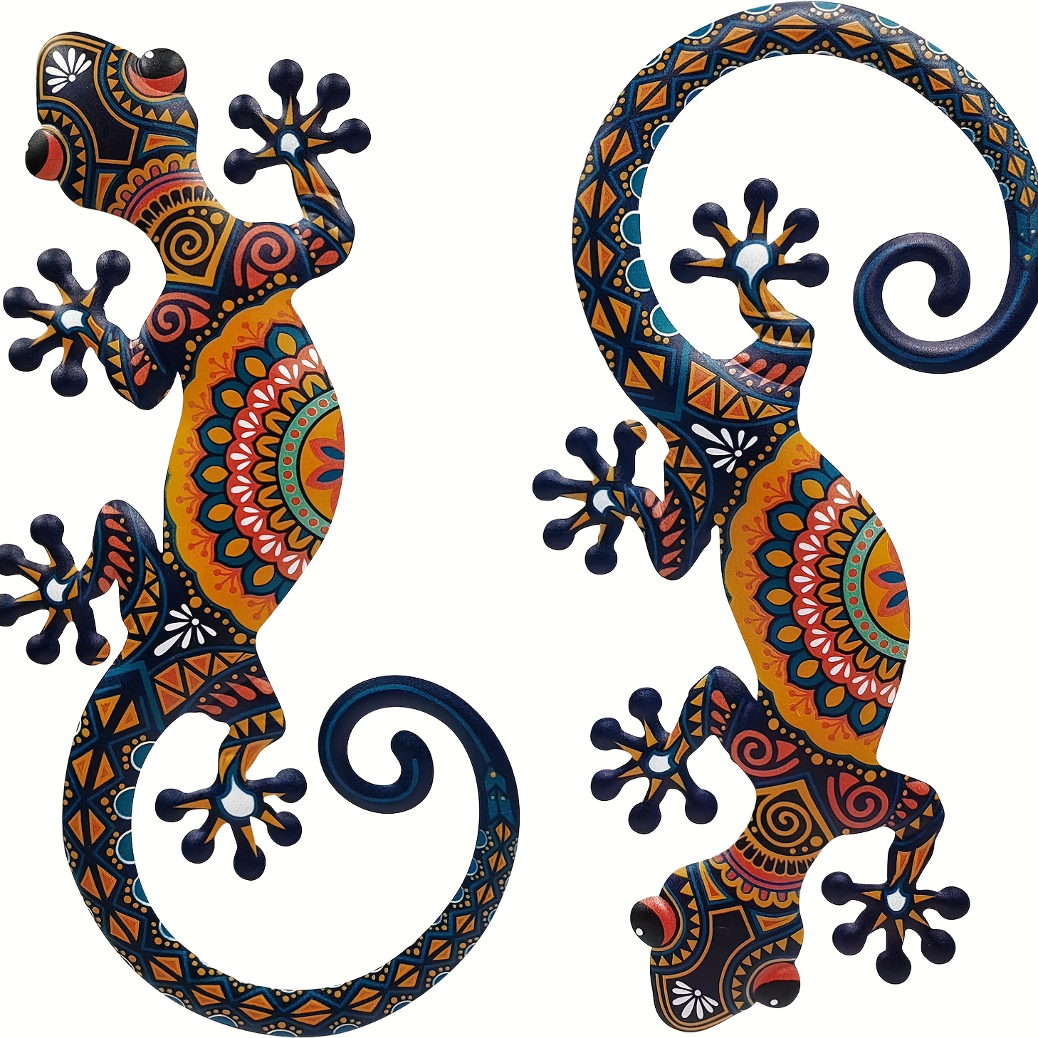 TEMU Plat 2D, [Plat 2D] Plat 2D - Lot de 2 décorations murales lézard en acrylique - Décoration à suspendre extérieur/intérieur, motif tribal ,