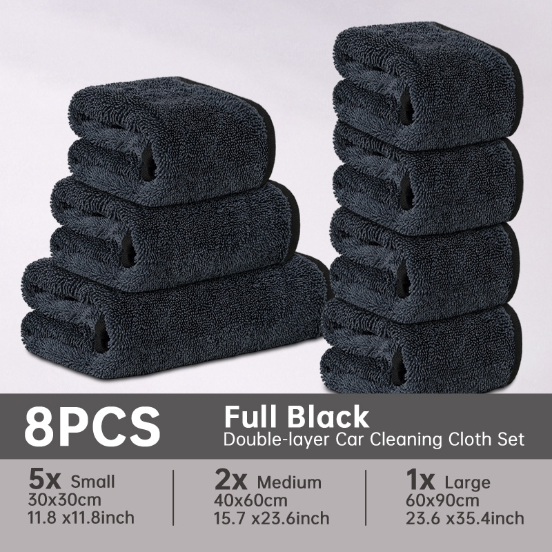 Image of 1300gsm Ultra Fiber Car Cleaning Towel 8/10 Pack Thick Plush Super Absorbent Streak-free Polishing Cloth For Car Exterior Care