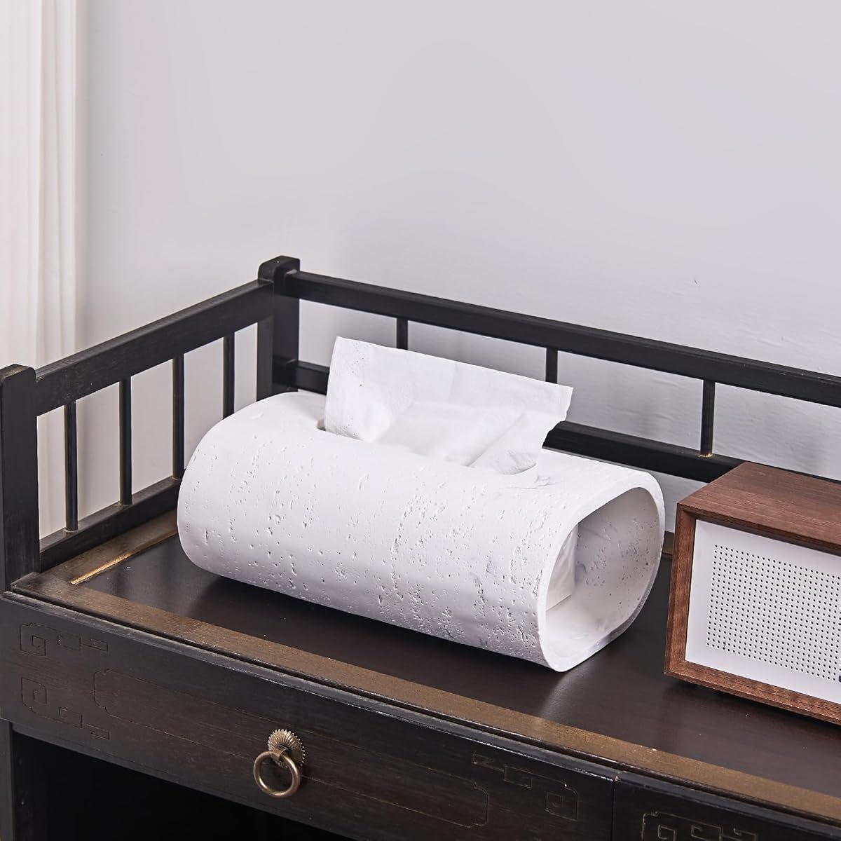 tissue box holder modern minimalist bathroom living room decor elegant tissue dispenser for kitchen bedroom office durable plastic construction compatible with standard tissues decorative organizer for home or commercial spaces sophisticated decor item natural   look Product details 6