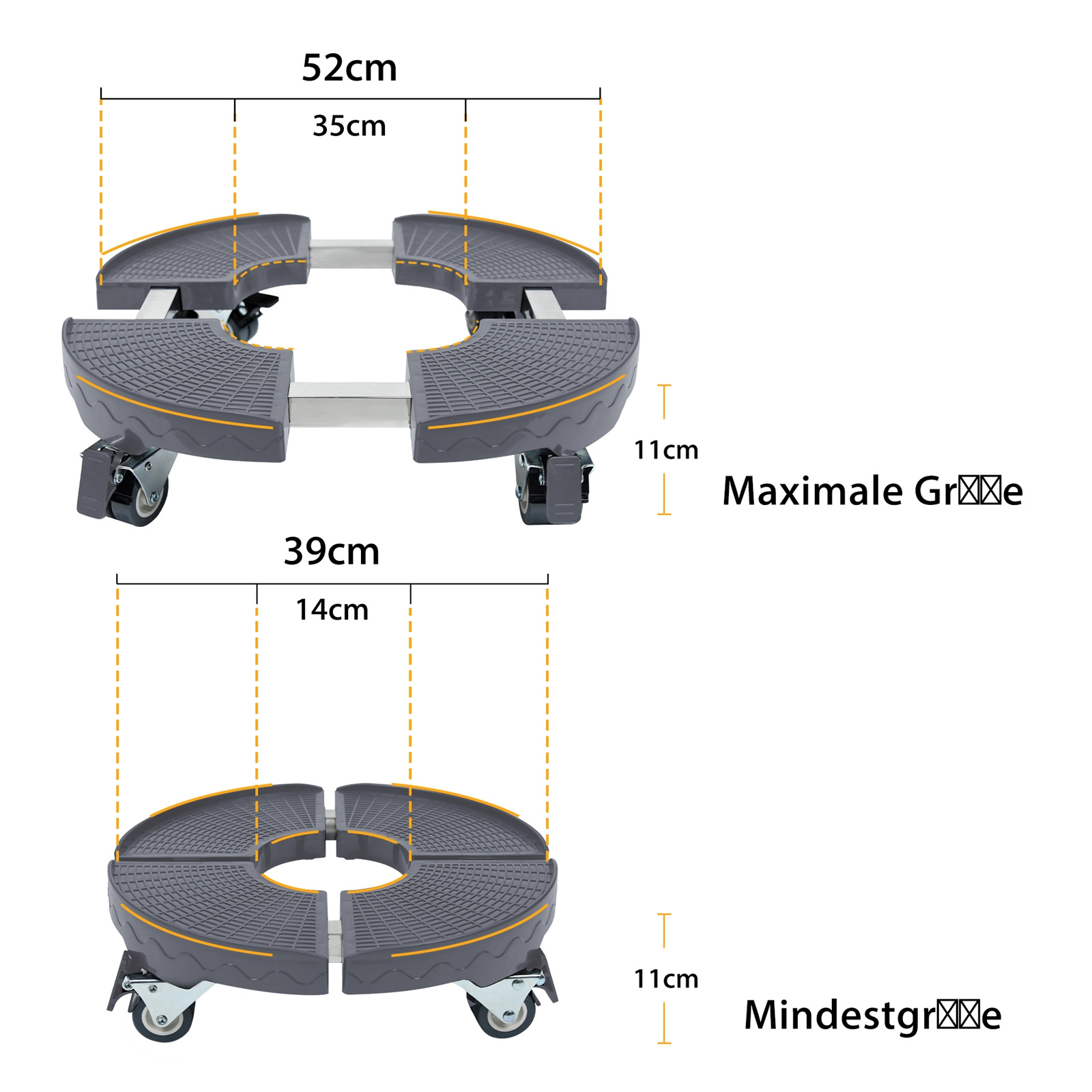 TEMU Grey Kg Round Plant Rollers Plant Transport With Rollers Suitable For Handling Plastic 39-52 Cm