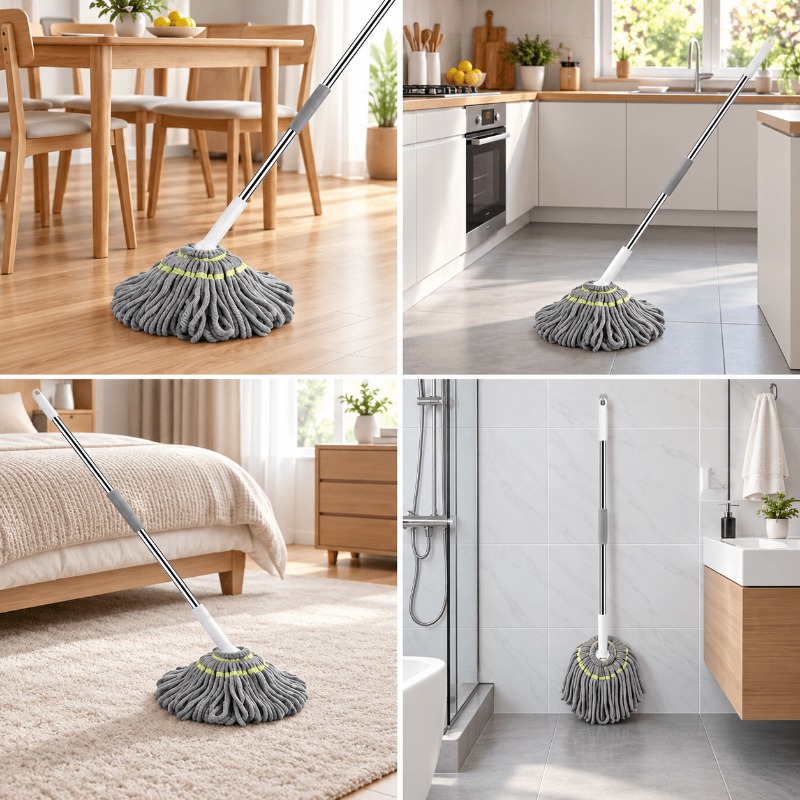 3pcs Set [Hand-Free Rotating Microfiber Mop X1 And Hook X2] with... product image 11
