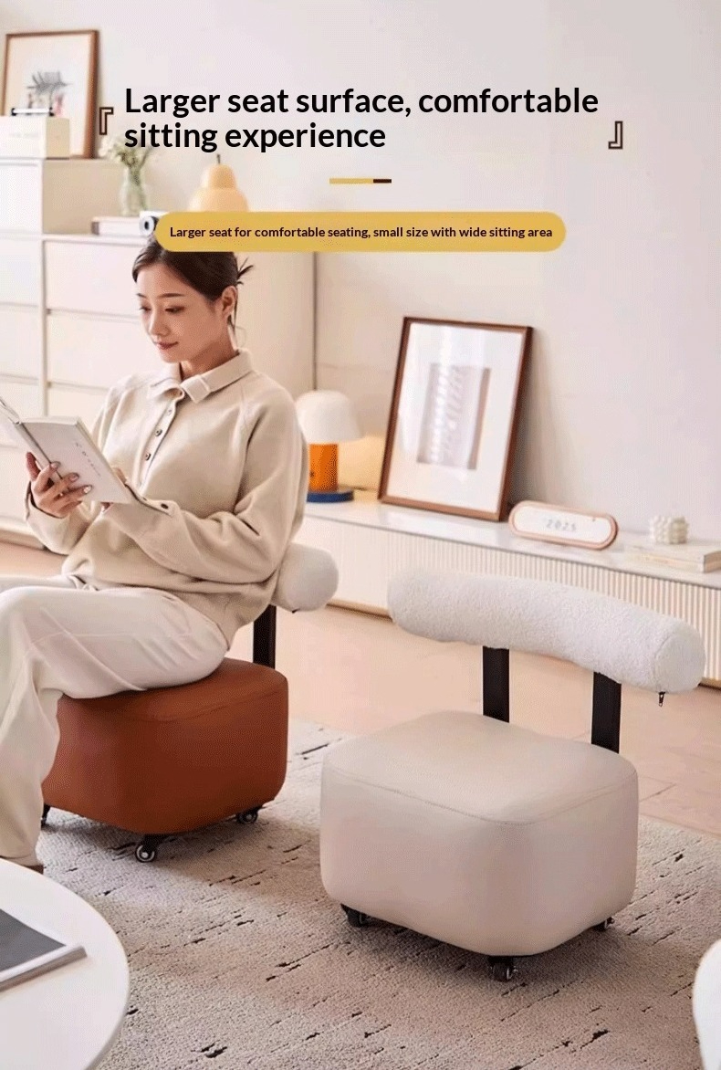 Entryway Shoe Changing Stool with Smooth Rolling Wheels, Sturdy Wooden Frame And Non-Slip Rubber Feet, Multifunctional Design for Putting on Shoes, Quick Changing, Temporary Seating And Small Item Organization, Ideal for Entryway, Living Room