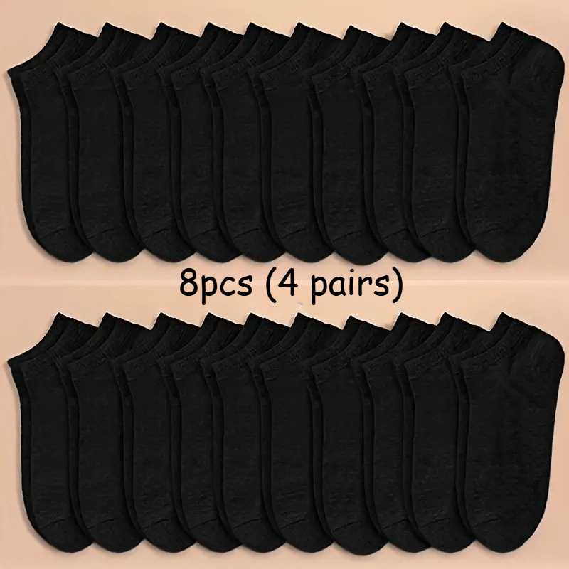 TEMU 4 Pairs Unisex Solid-color Low-cut Boat Socks For Summer, Invisible Socks, Women's Sports Socks