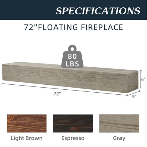 72 rustic wood fireplace mantel wall mounted and floating shelf for home decor