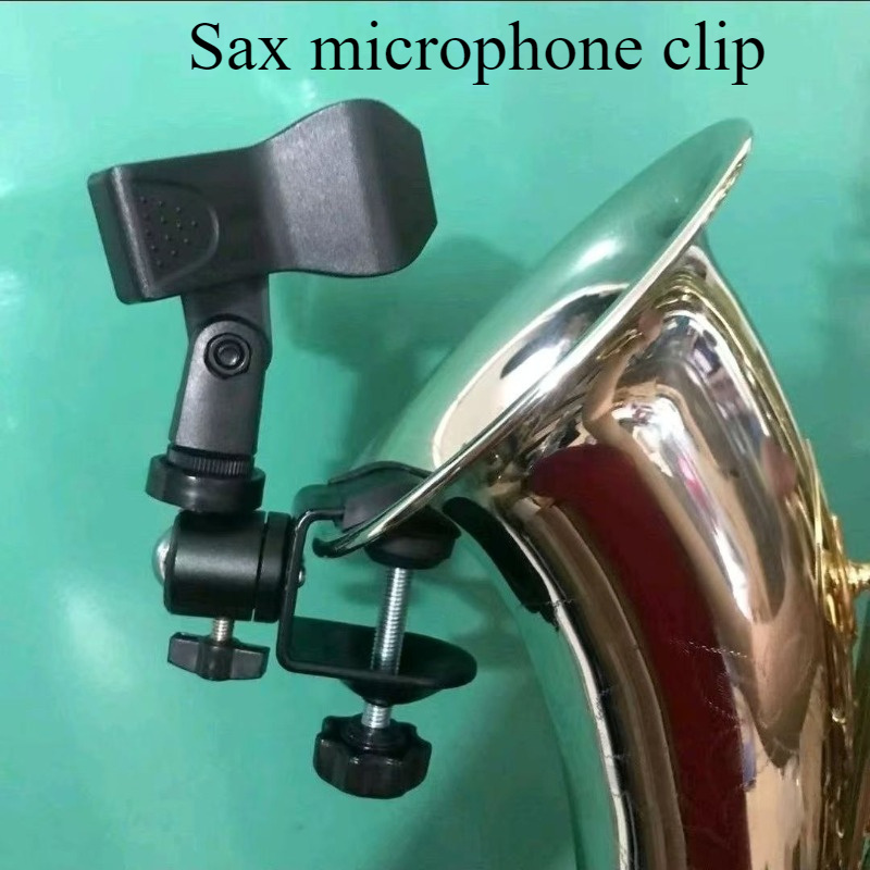 

1pc Saxophone Microphone Clip Holder, Adjustable Black Instrument Mount For Recording And Live Performance, Saxophone Accessories