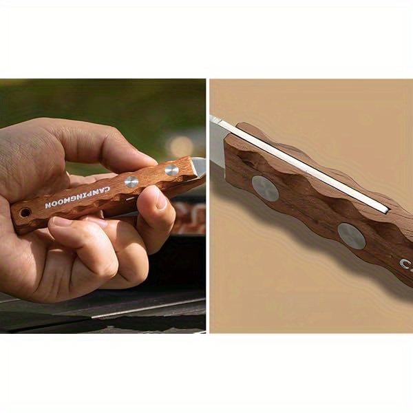   stainless steel camping fork and spoon combo 2- pack metal sporks set of 2 with solid wood handle salad forks spork camping utensil for hiking backpacking, camping accessories and equipment, camping gear, camping dinnerware set, camping kit, camping accessories, backpacking essentials, hiking utensils, portable cutlery,  ,   steel, rustresistant material, spork set Product details 4
