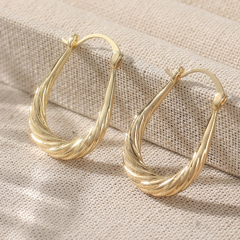 TEMU 1 Pair Of Classic And Simple-inspired Spiral-patterned U-shaped Drop Earrings, Perfect For Parties And Gatherings, An Ideal Gift For Or A