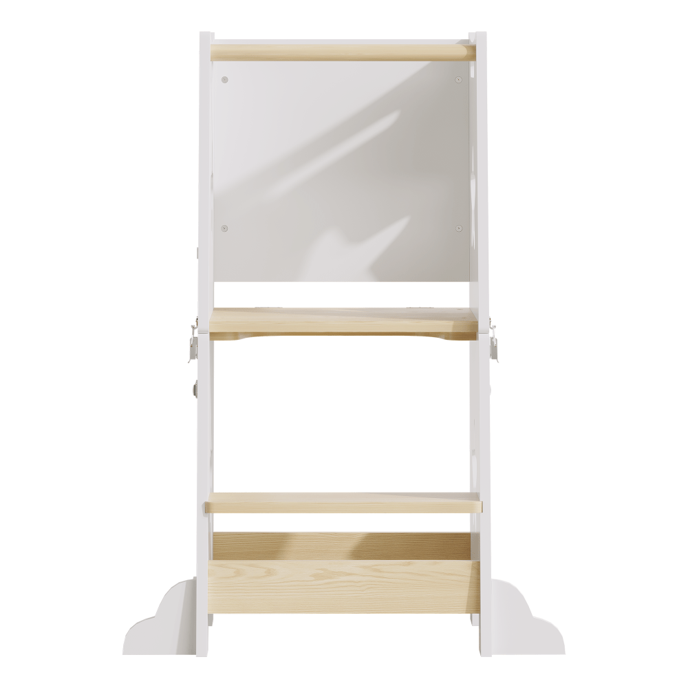 3-In-1 Kitchen Step Stool, Foldable Learning Standing Tower with Blackboard, Wooden Kitchen Stool Helper for Kids, Old Boy Girl Gifts