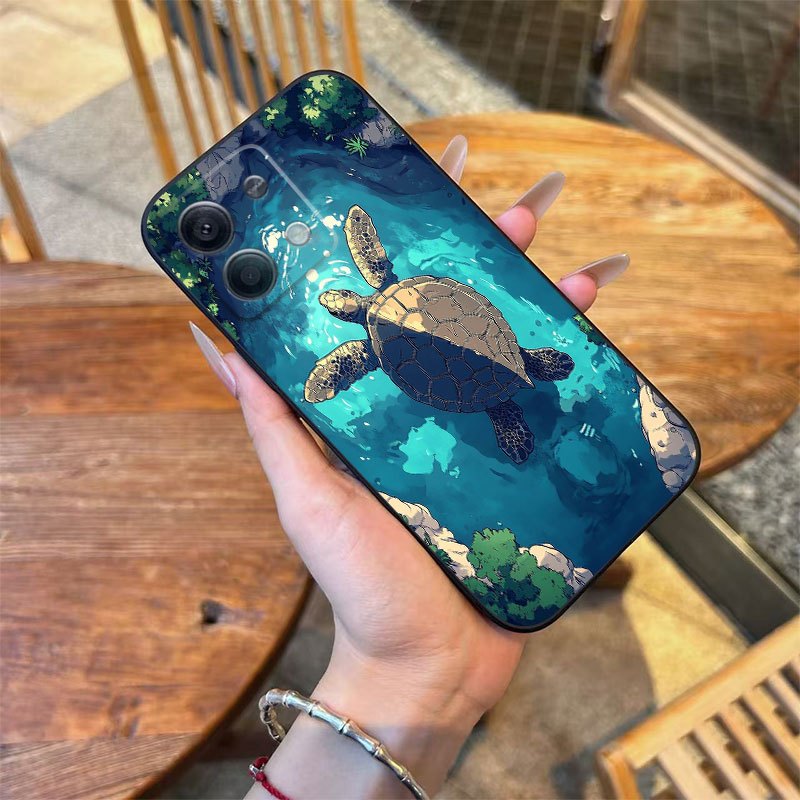 Husă Telefon - Husă Premium pentru Telefon Mobil cu Design Broască Țestoasă în Apă Albastră, Potrivită pentru Modelele Redmi Note, Inclusiv 9, 10, 11, 12, 13 și Versiunile 4G și 5G de 35.56 cm, precum și Note 9S și 9T. Un Cadou Ideal pentru Halloween și Crăciun