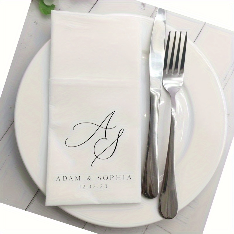 TEMU Custom Large Steak Napkins, Customizable Text Printing, Easy Elegant Smooth Texture Design, Disposable Table Decoration Napkins, High-quality