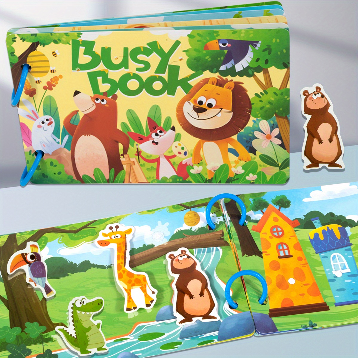 Kids' Quiet Busy Bus Sticker Puzzle Toy Book