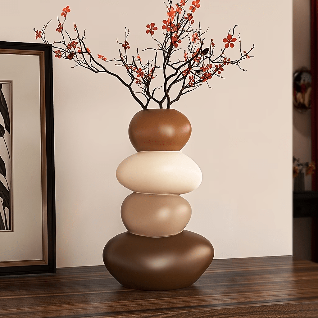 Image of 1pc Resin Vase, Geometric Pattern Vase, Handmade, , Non-water-holding, Home Decoration Vase, Very Suitable As A Housewarming Or Birthday Gift