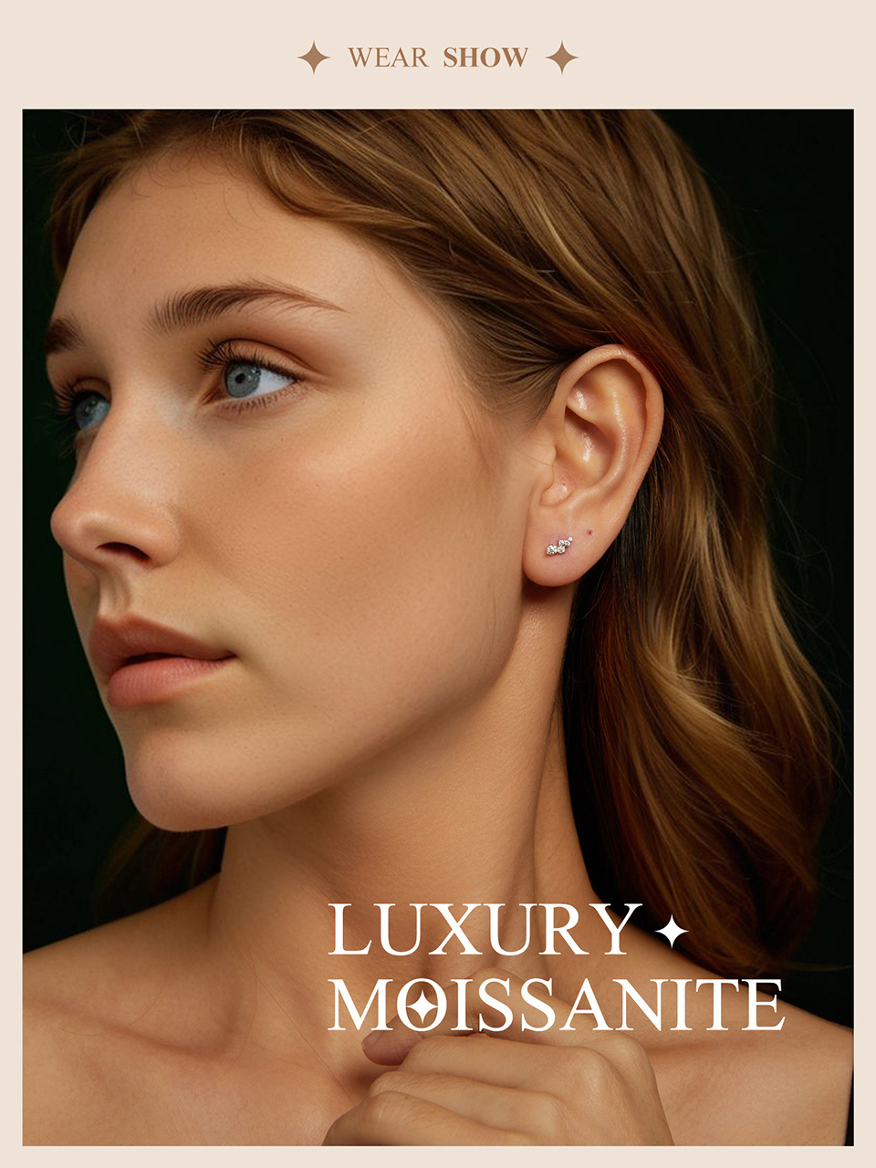 a pair of elegant and luxurious fashion earrings for women, made of 1.7  silver, featuring one 0.005ct moissanite, one 0.01ct moissanite, one 0.015ct moissanite,   0.03ct moissanite, along with one 0.06ct moissanite.   parties, weddings, everyday wear, and gifts for valentine s day. details 2