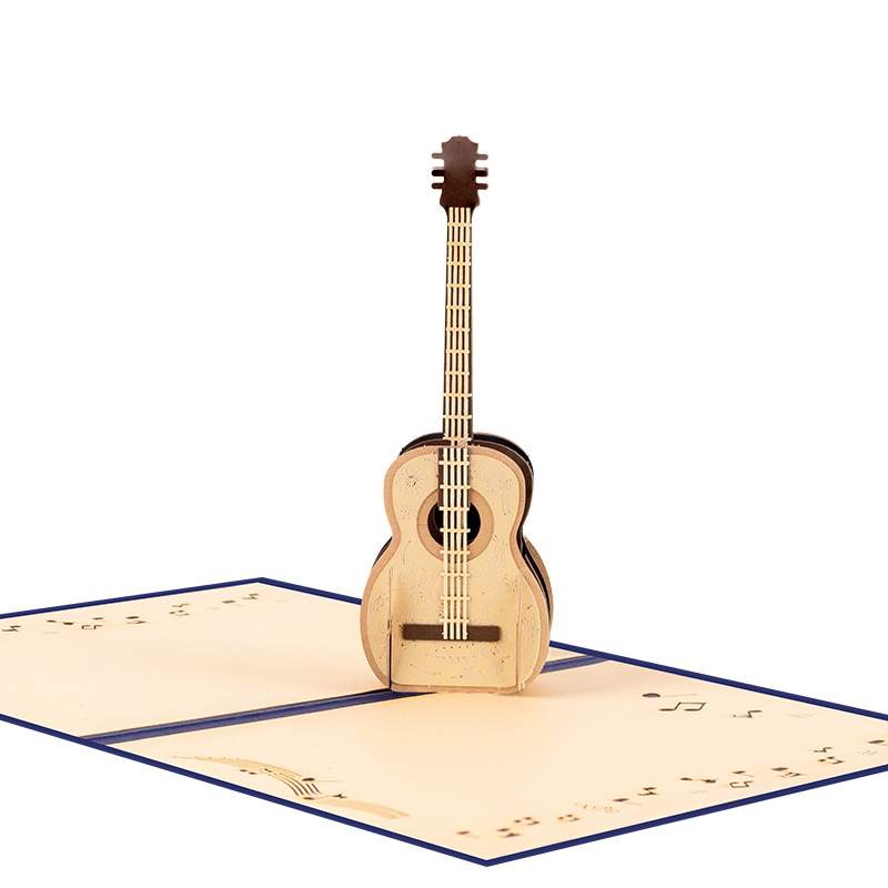 E-shop 3D Pop-Up Gitarrenkarte mit Umschlag – Faltbare Papierkarte für Geburtstage, Vatertag, Weihnachten – Überraschungs-3D-Effekt Grußkarte für
