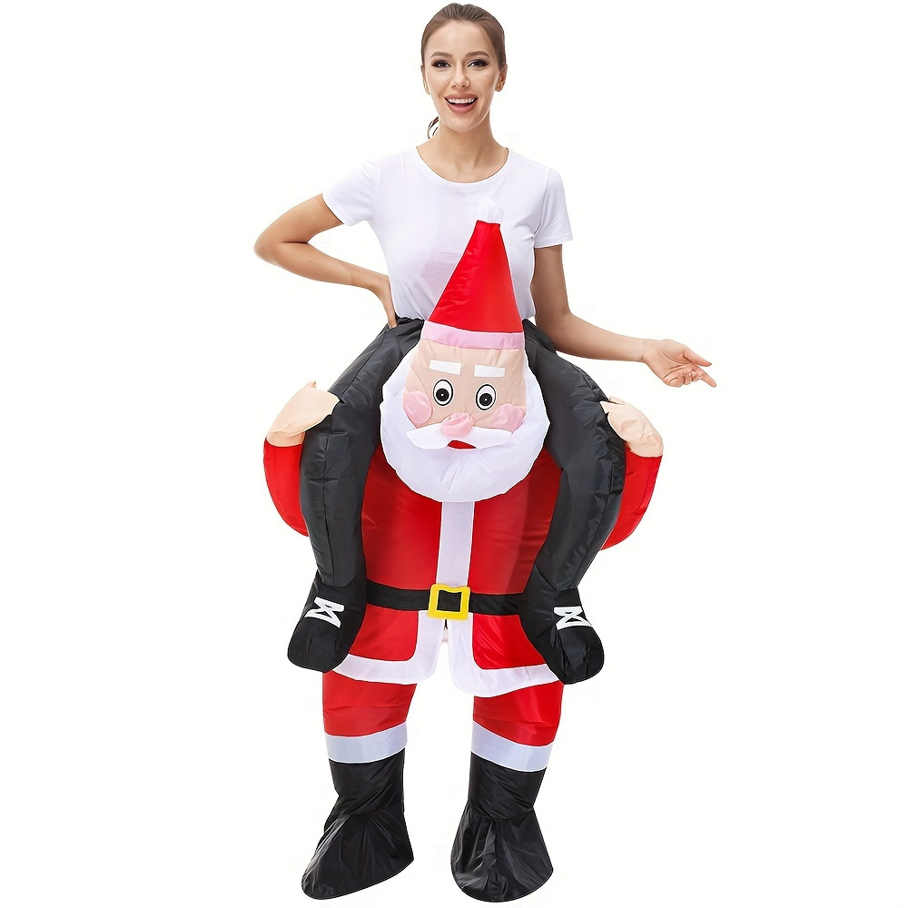 TEMU In Anime Style Santa Claus Costumes, Christmas Eve Costumes Christmas Tree Santa Claus Snowman Fun Play Costumes - Polyester Characters Ride