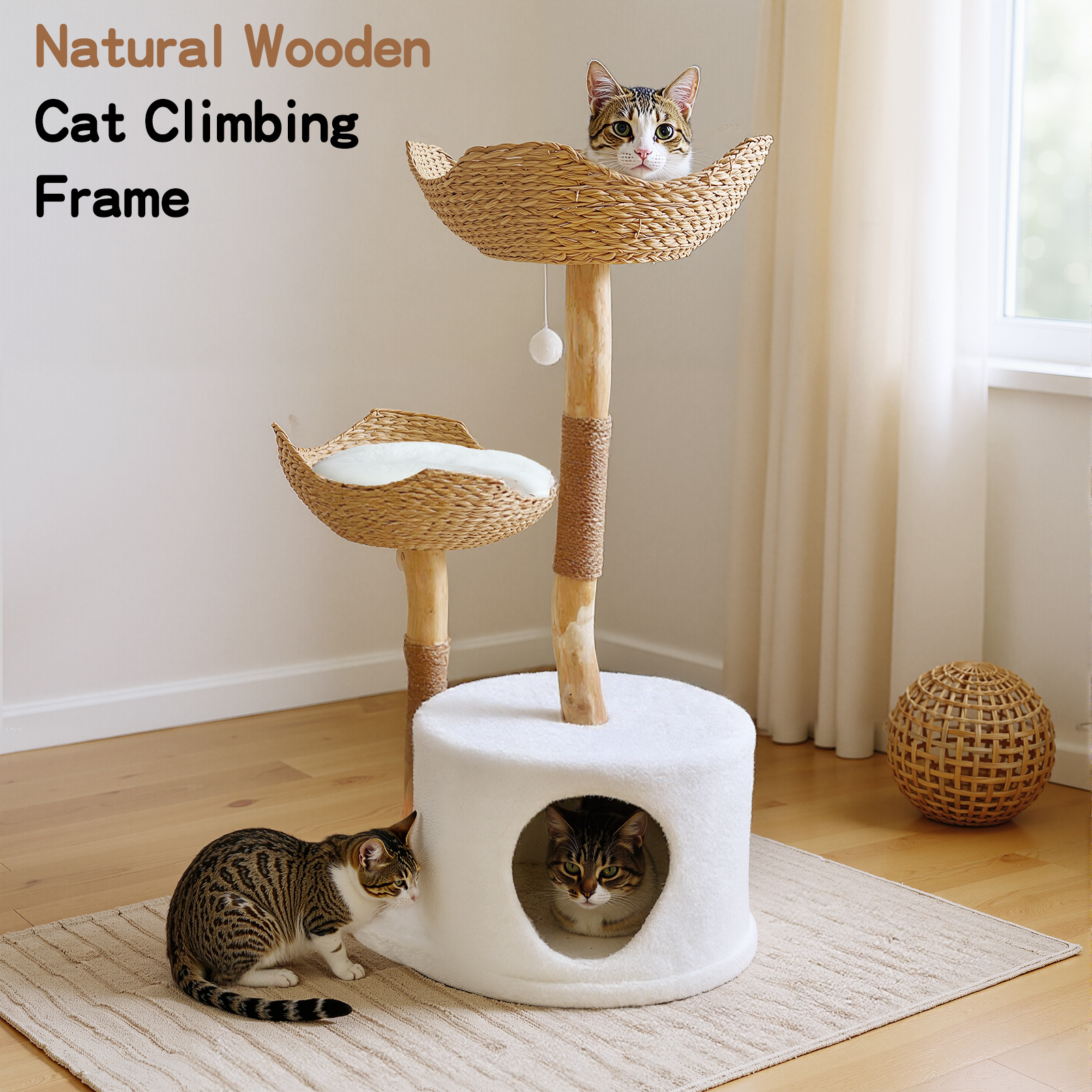 modern cat scratching post Tall Round Jute Cat Scratching Post from Prevue Pet – hauspanther main image 1