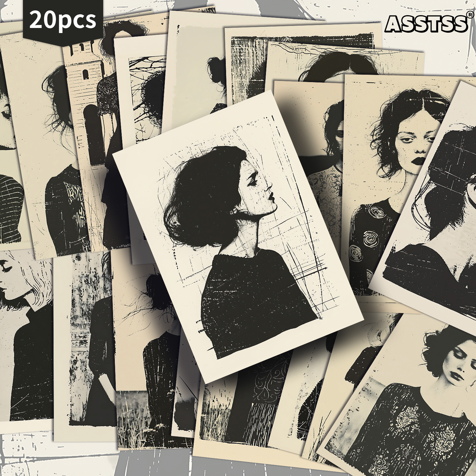 TEMU 20 piezas (20 tarjetas) ASSTSS Retro Pinup Retratos - Papel Vintage para Diarios de Recortes, Tarjetas Decorativas Coleccionables con