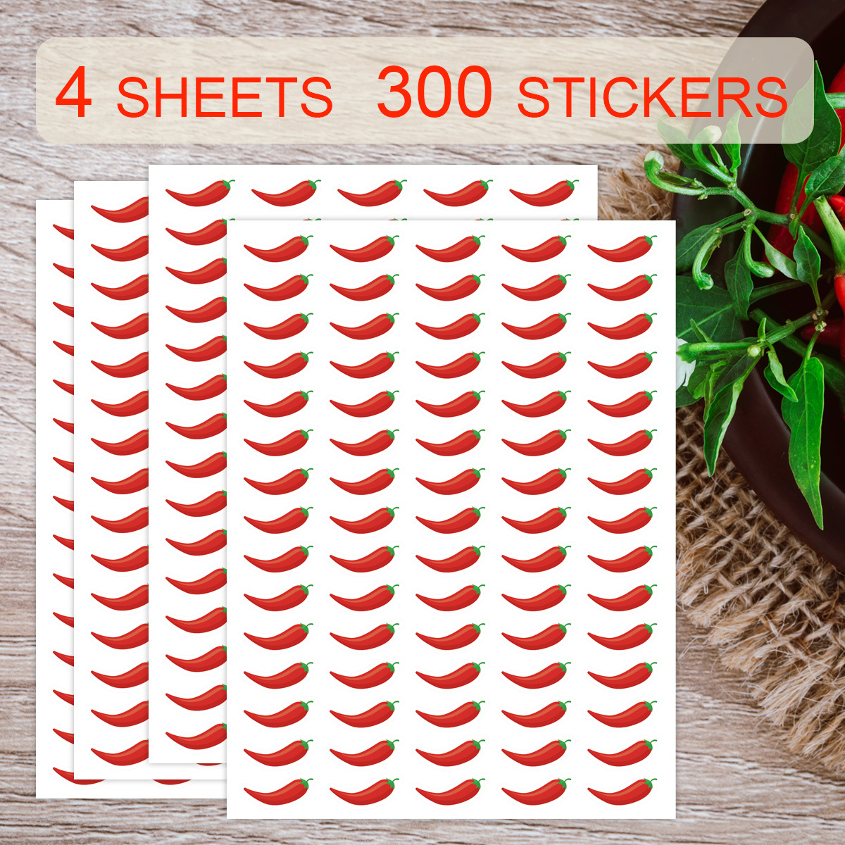 TEMU 4 Feuilles/300 Étiquettes d'Avertissement Épicées, Étiquettes d'Avertissement pour Aliments Piquants et les Restaurants, Convient aux Boîtes à