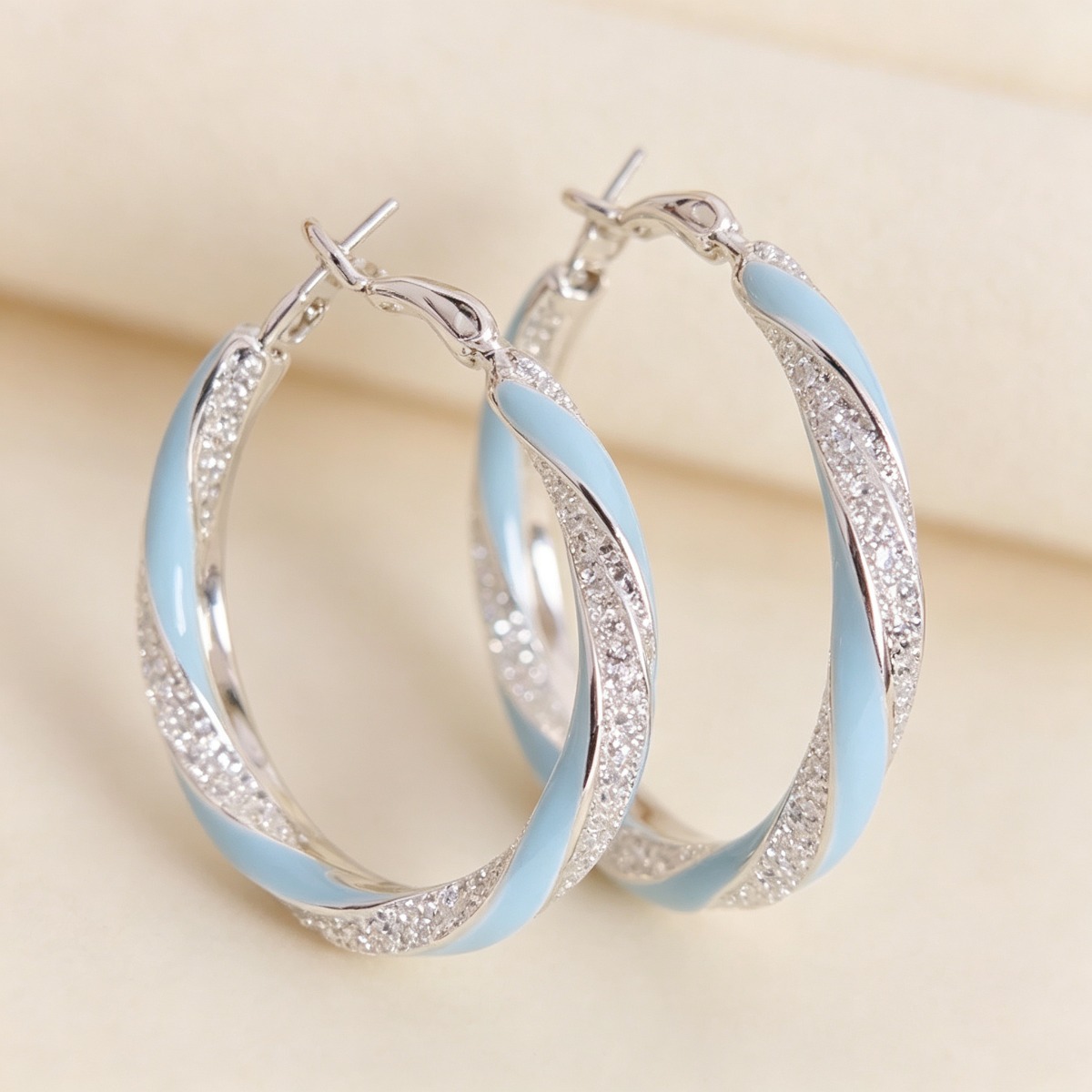 TEMU Fashion Large Twisted Hoop Earrings, Retro Enamel Earrings, Stylish Statement Ear Jewelry For Party, Daily Wear, Dating
