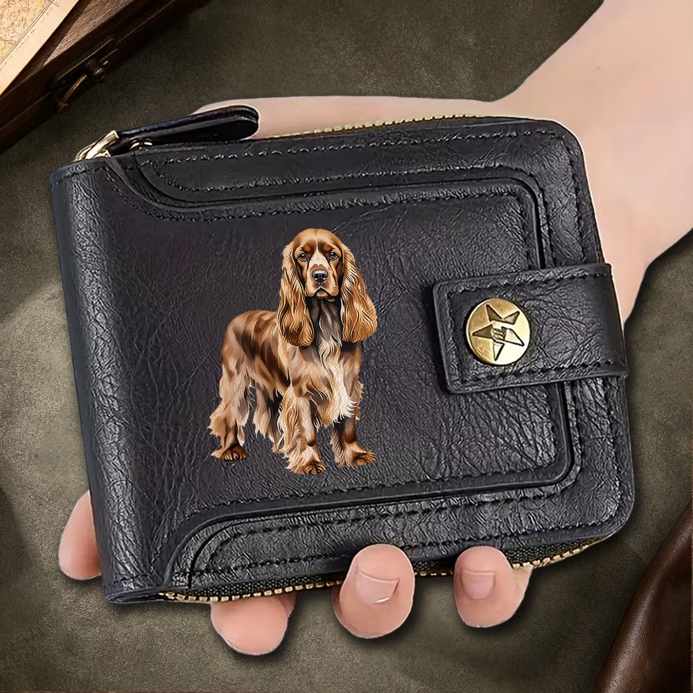 TEMU 1pc Spaniel Trendy Portable Men's Wallet, Unisex Coin Purse With Zipper Closure, Suitable For Any Occasion When Going Out, A Must-have Folding