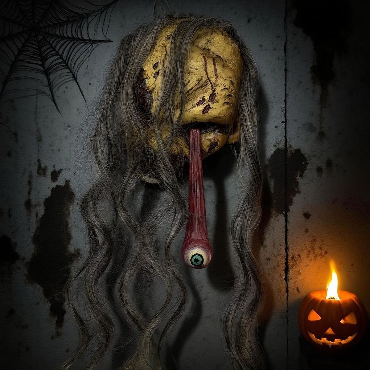 Image of Halloween Long Haired Hanging Decorative Resin, Suitable For Gardens, , Corridors, Creative Decoration, Halloween Gifts.