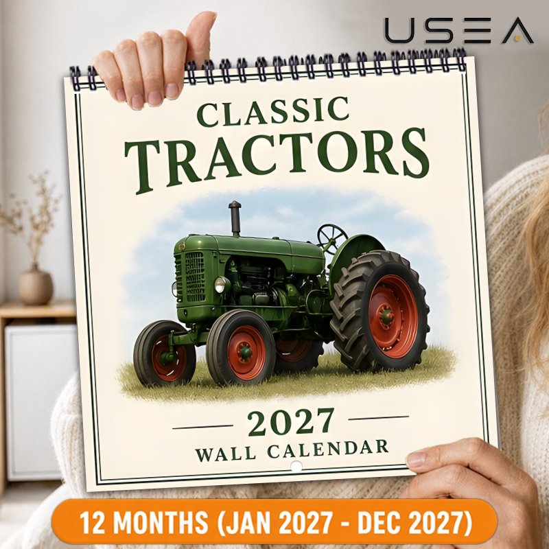 TEMU Calendriers Muraux 2027 Calendrier Mural Thème Tracteurs Classiques, Planificateur Mensuel 12 Mois, Calendrier Suspendu à Spirale Double Fil,