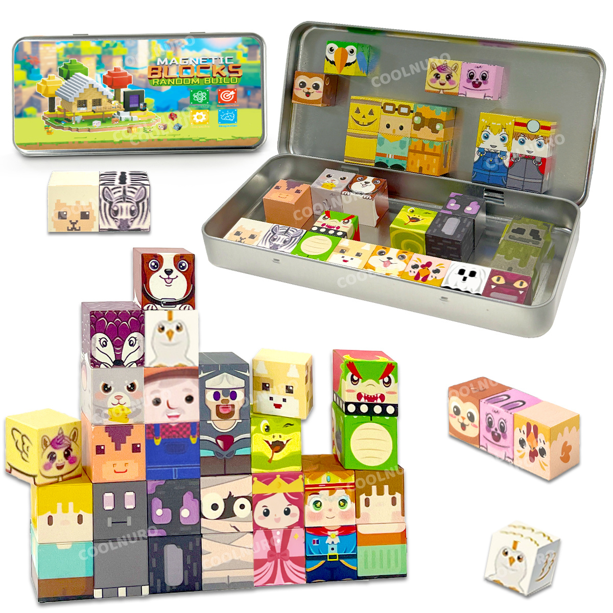 Magnetic Building Blocks Set with Iron Storage Box