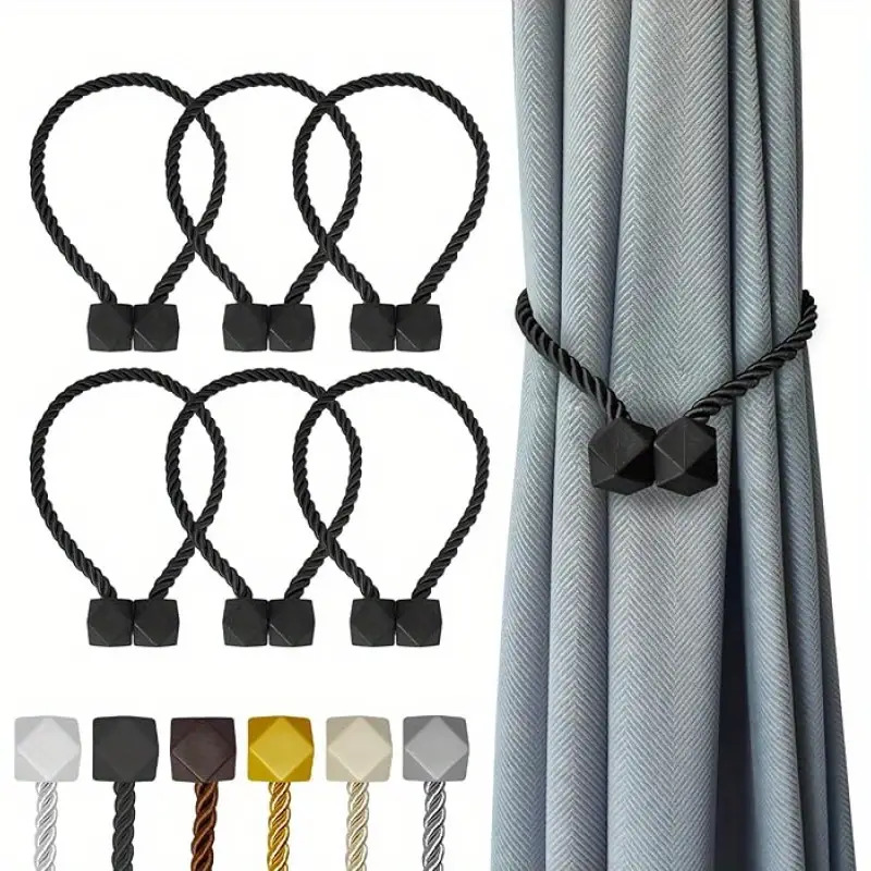 TEMU Set Of 6 Nordic-style Magnetic Curtain Ties - Featuring Strong Magnets, Ideal For Curtains, Perfect For Securing Living Room Drapes, With A