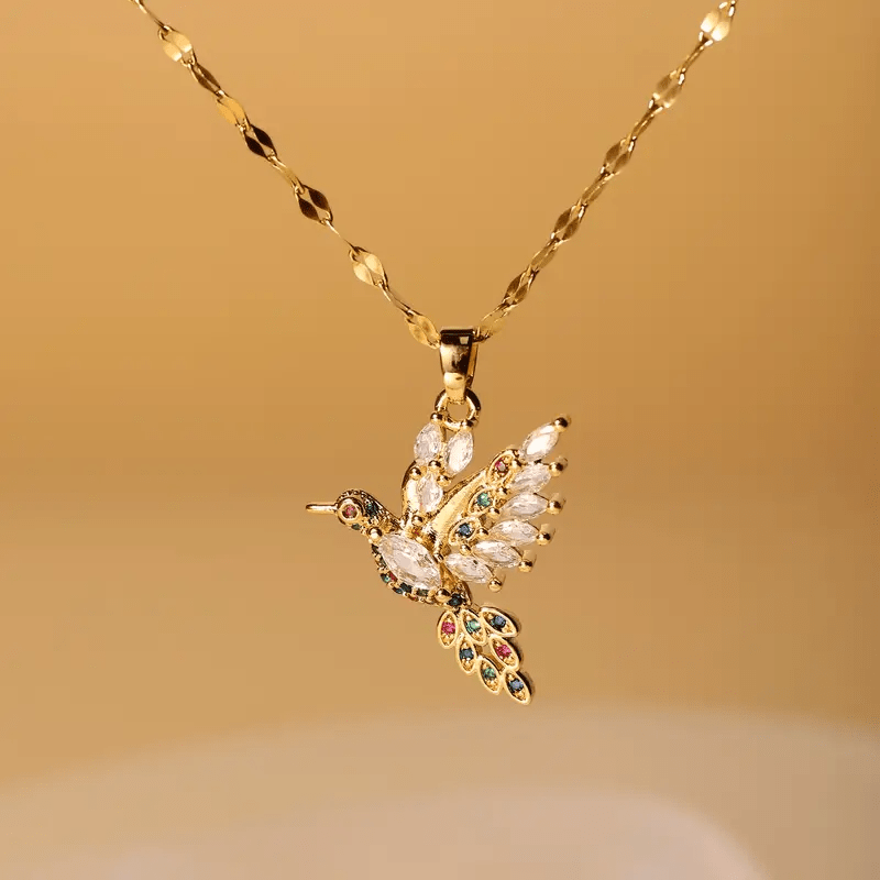 Rainbow Hummingbird Stainless Steel Necklace -