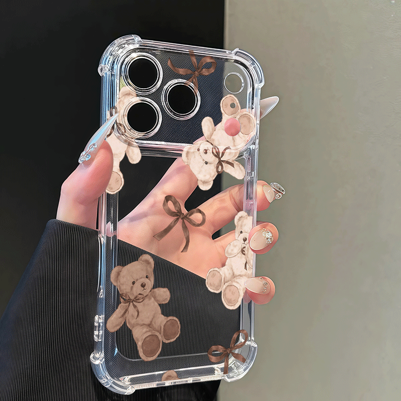 Image of Phone Case - Phone 18pro Max Cute With Bows Pattern Case, 4 Corner Shockproof, Scratch Resistant, Slim Lightweight, Precise Cutouts, Soft Tpu Cover For 17 Pro Max/16/15/14/13/12 Pro Max