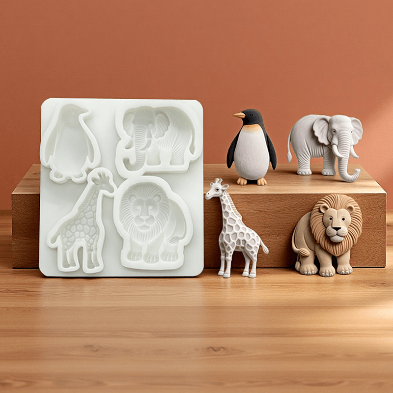 1pc forest animal theme giraffe penguin lion elephant fondant silicone mold birthday cake baking decoration tool cookie pastry mold dessert chocolate decoration resin clay mold suitable for gummies chocolate cake decoration