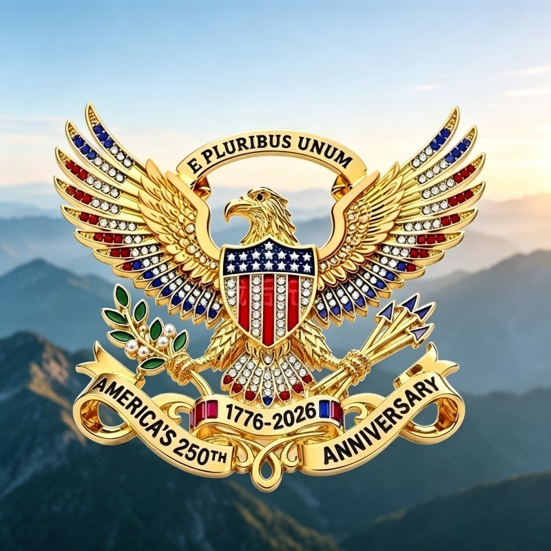 TEMU 1pc Fashionable American 250th Anniversary Commemorative Brooch, Patriotic Style Lapel Pin, 1776-2026 Commemorative Brooch, Enamel Patriotic