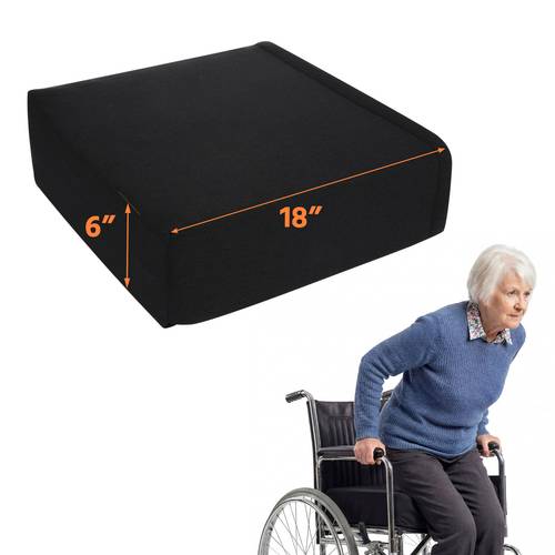 item picture 1 pack chair cushions for elderly easy black 18 x 18 x 6 inch office booster cushion linen seat and chair with strap seat pillow for elderly seniors wheelchair office patio