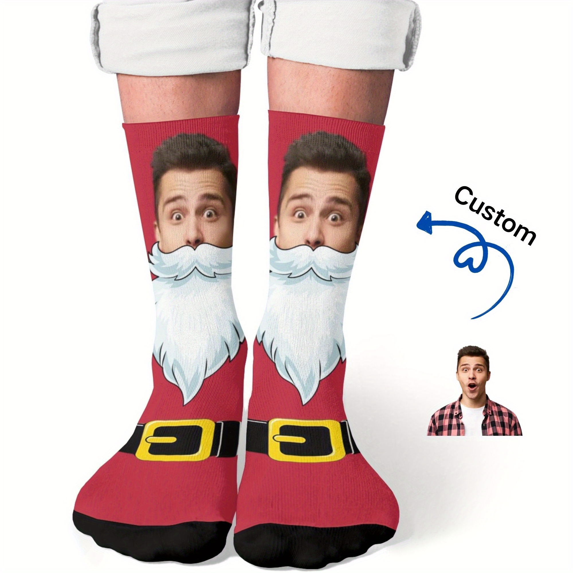 TEMU Un Par de Calcetines Personalizados la Pantorrilla, Calcetines con Foto DIY, Regalo para Novio, Novia o Amante, 100% Tejido de Poliéster, Regalo