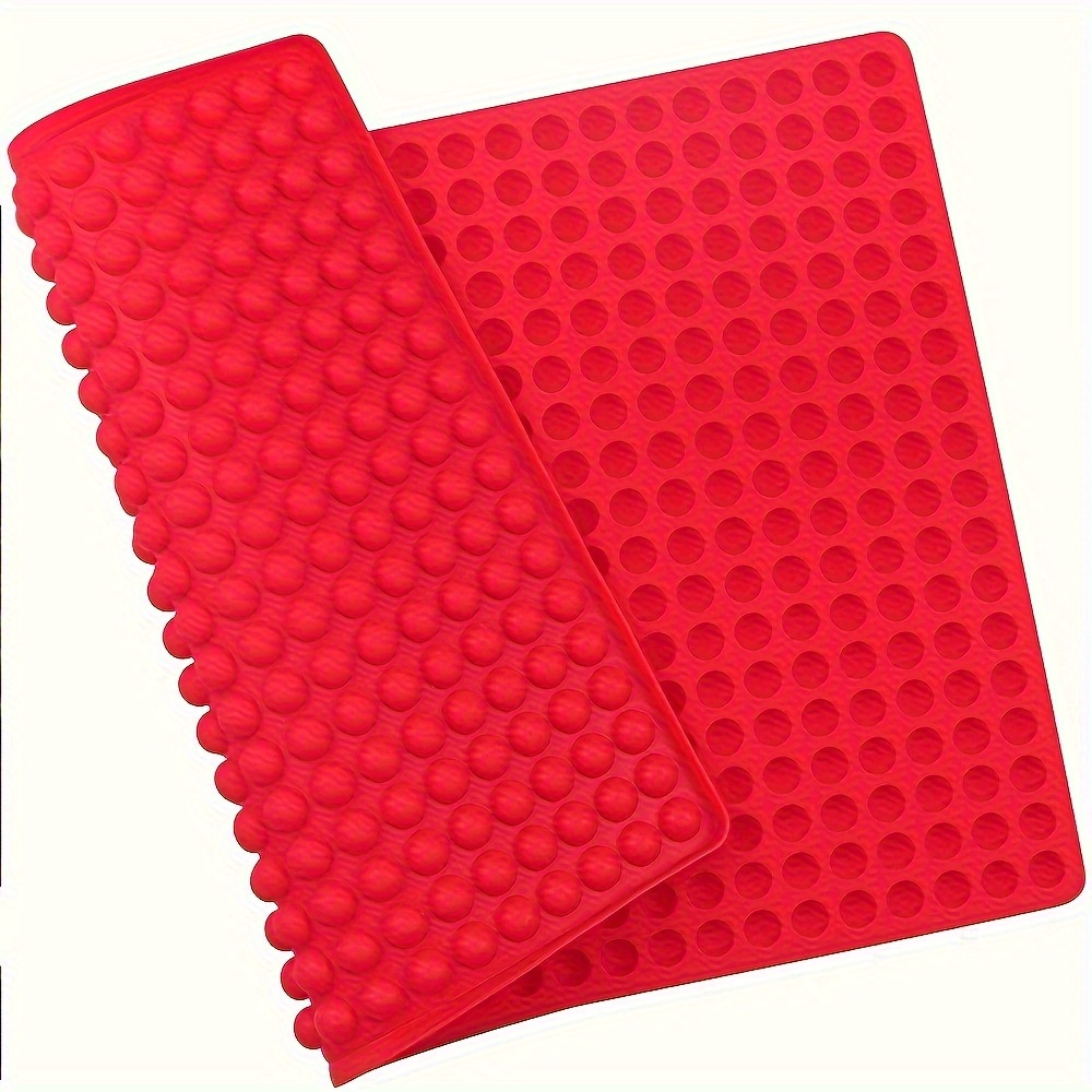 1pc 468-hole Silicone Baking Mat, Red Surface, Heat Resistant Up To 428°f, Distributes Heat, Suitable For Ovens, Microwaves, And Grills - Ideal For Chicken Wings, And Baking Sheets