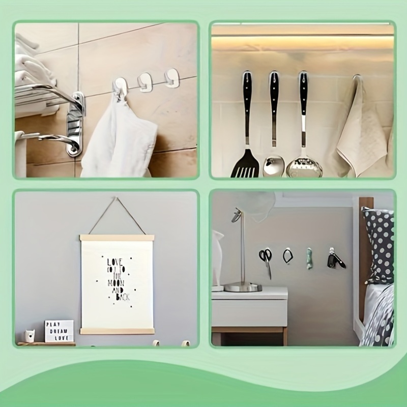 10/17 Durable Acrylic Adhesive Hooks, Traceless Adhesive, No Drilling Required, Won't Damage Walls, Featuring A Compact Horn Design, Ideal For Bathrooms, Kitchens, And Home Spaces, , And Reused At
