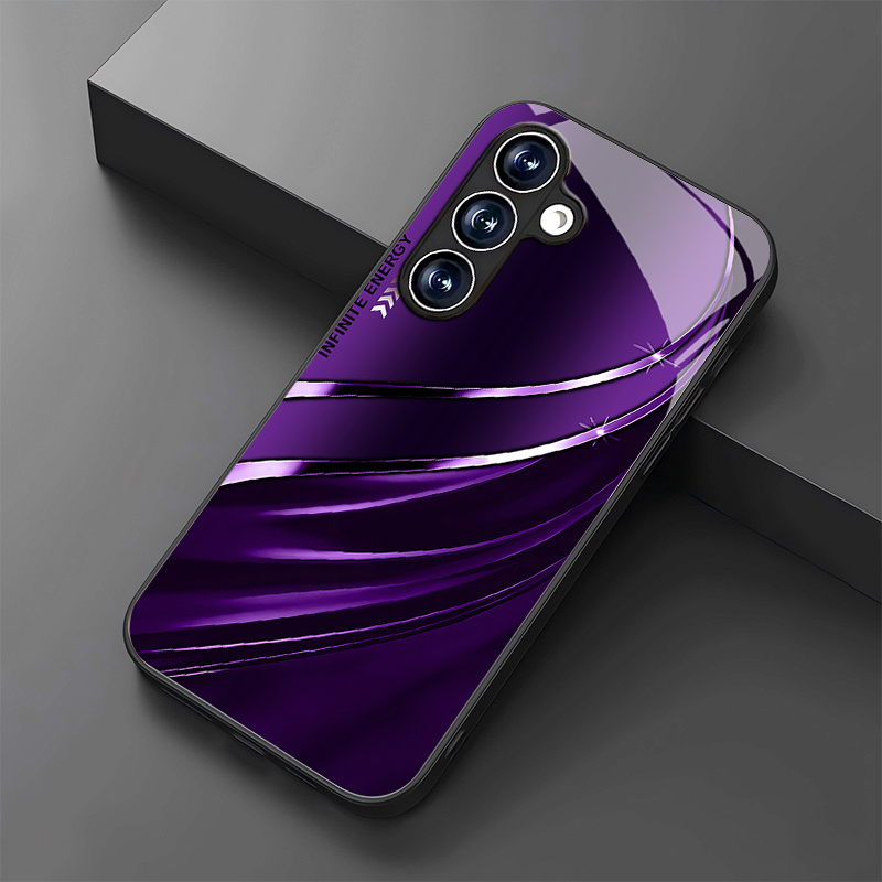 TEMU Phone Case: Ultra Cool Deep Green Wave Pattern Curve Design Glass Phone Case For Galaxy S25/s25 Plus/s25 Ultra/s24/s24 Fe/s24 Plus/s24