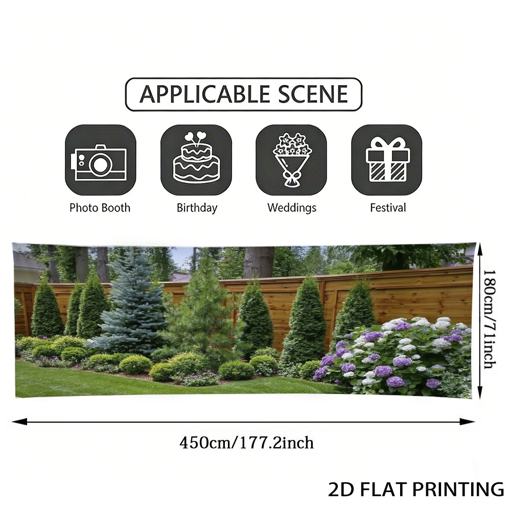 TEMU (2d Flat) 1pc Ever Trees And Garage Door Banner, , Polyester Fiber, Suitable For Decorative Fence, Backyard, Birthday, Wedding, Equipped With