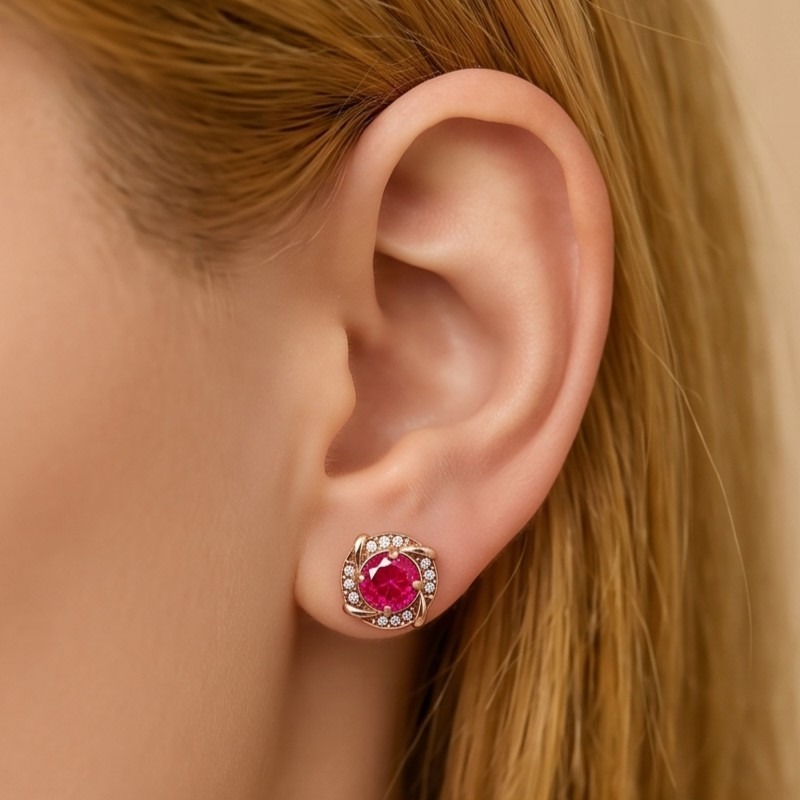 0.5 Carat Stainless Steel Artificial Gemstone Earrings