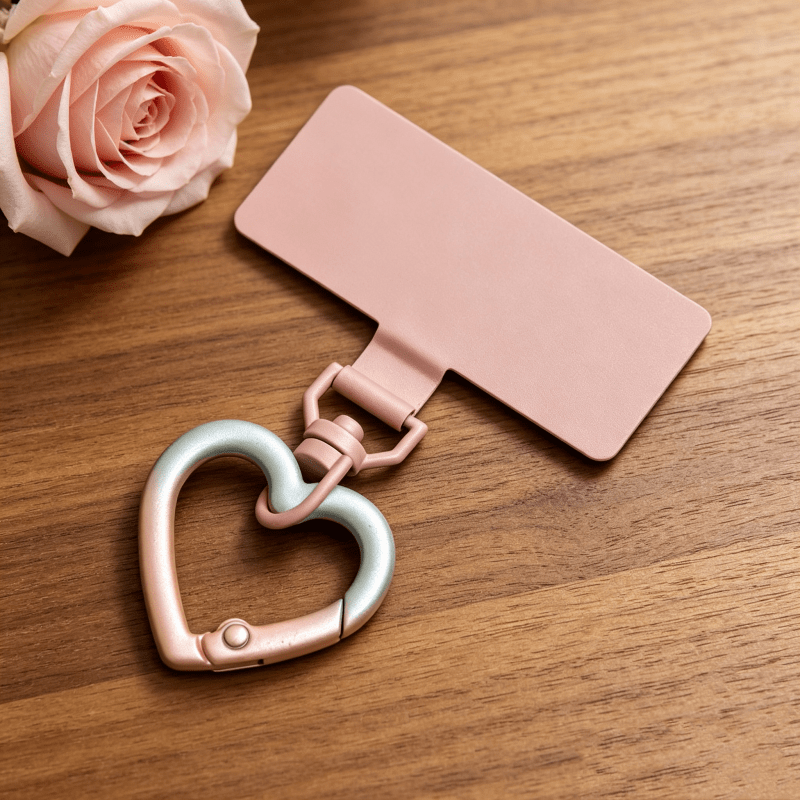 TEMU 1pc Of Color Stainless Steel Mobile Phone Lanyard Connector, 360-degree Rotating Metal Gasket, With Gradient Color Heart-shaped Lanyard , Phone