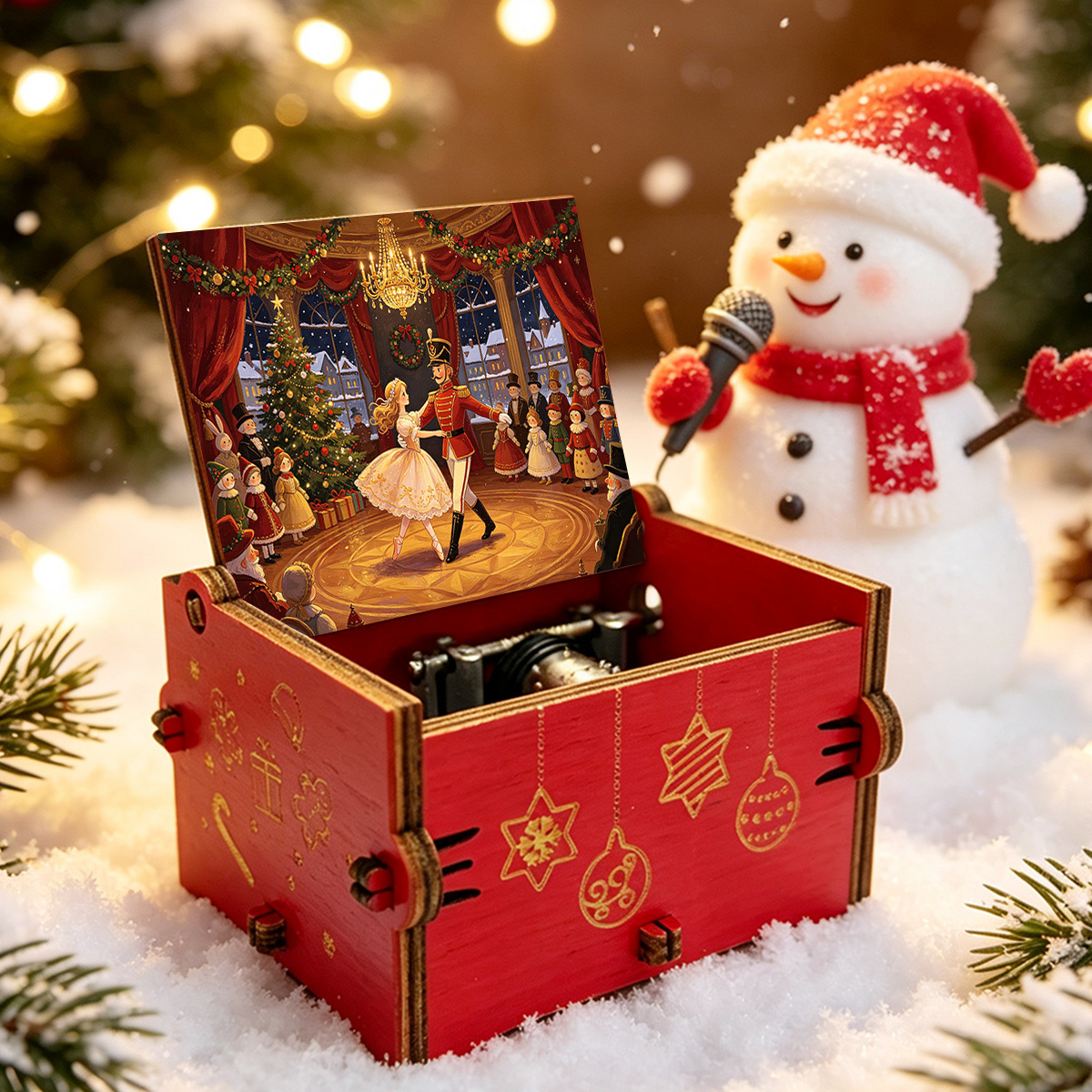 TEMU Hand-cranked Nutcracker & Princess Dancing Music Box - -free Suitable For Christmas, New Year Decorations, Tabletop Party Gift With Classic