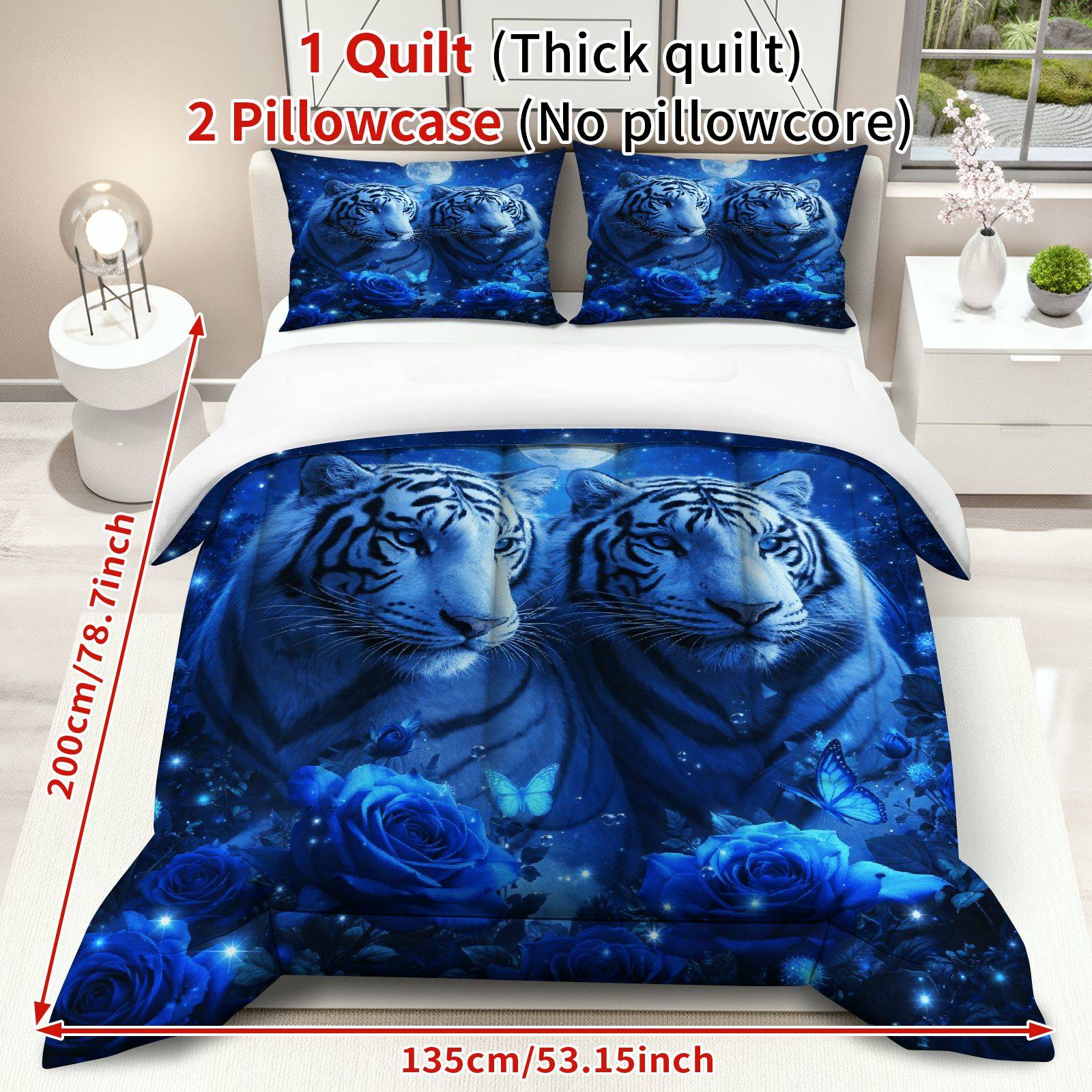 TEMU 3pcs Moon Quilt Set, 280gsm Quilted Soft Breathable / Polyester Bedding(1 Quilt   2 Pillowcases Without Pillow Core) For Bedroom Dorm Home
