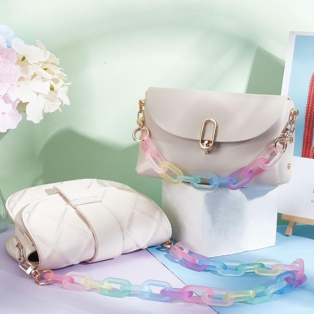 acrylic bag handles metal clasp flat chain strap frosted Temu