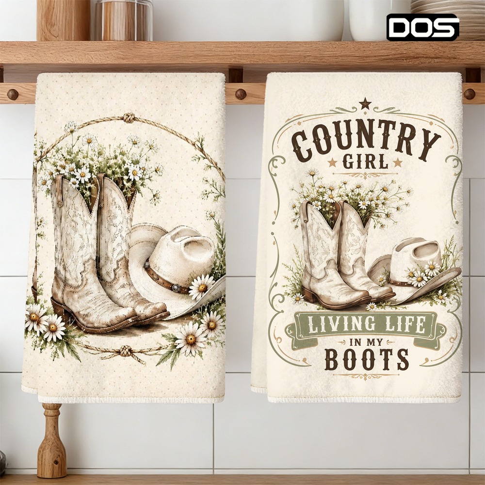 TEMU 2pcs Kitchen Towels, Soft Absorbent Microfiber Tea Towels, Decorative Housewarming/birthday Gifts For Mom, , Neighbors, Western Cowboy Theme