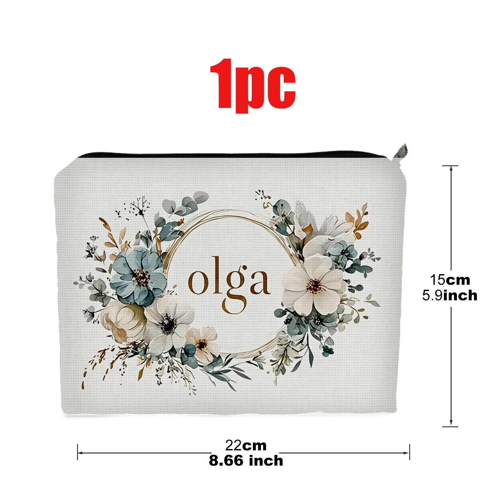 TEMU 1pc Double - Sided Cosmetic Bag, 5.9in*8.66in Size, Polyester Material, With "" Floral Design, Stylish & Artistic, Ideal For Storage, Travel