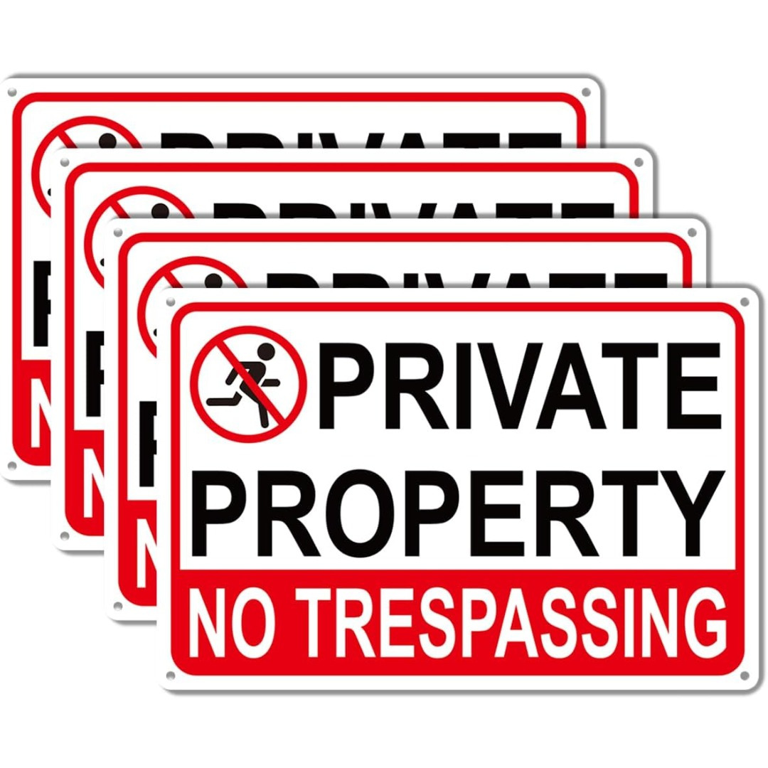 

1pc Metal No Trespassing , 8x12 Hanging Property Reflective Lettering, Printed, Multipurpose For , ,