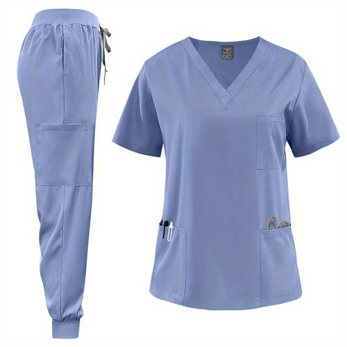 neues neutrales schnelltrocknendes kurzarm-krankenschwester-uniformset für chirurgie, zahnheilkunde und veterinärarbeiten, arbeitskleidung für ärzte, krankenpfleger, schönheitssalons in hellbeigem farbton sowie managerinnen und personal von tierkliniken