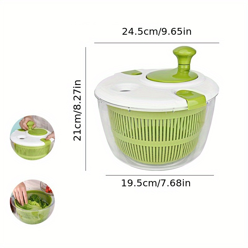 Secador Manual de Verduras y Frutas con Cesta Filtro - Centrifugadora Rápida y Eficiente para Ensaladas, Plástico Duradero Verde y Blanco, Sin Necesidad de Electricidad, Aparato Compacto para Cocina Doméstica, Diseño User-Friendly