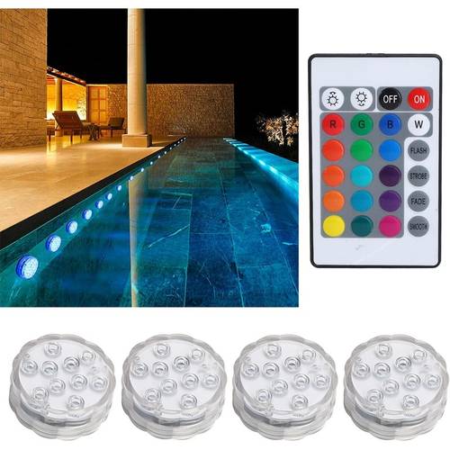 2er/4er set rgb led unterwasserleuchten, bunte landschaftsdekorationsleuchten, teichbeleuchtung, mit fernbedienung, für pool, vase, spa, aquarium, fischbecken, teich, dekoration, aquatische umgebung, unterwasserbeleuchtung